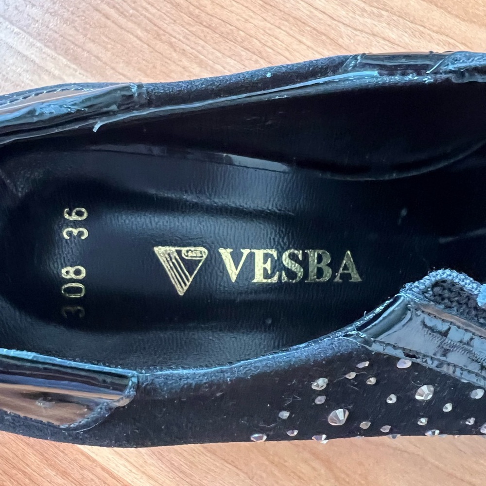 Black Suede Studded Platform Slip-On Shoes Statement EU 36 / US 6 Vesba - Picture 9 of 9